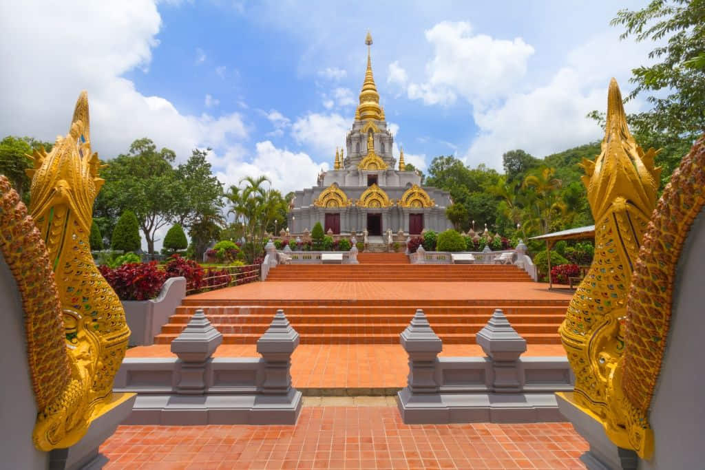 พระบรมธาตุเจดีย์บนยอดเขา ที่เที่ยวดอยแม่สลองชมวิวไร่ชา