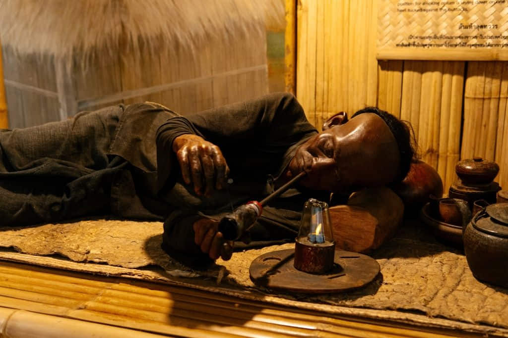 ห้องจัดแสดงในหอฝิ่น อุทยานสามเหลี่ยมทองคำ อำเภอเชียงแสน