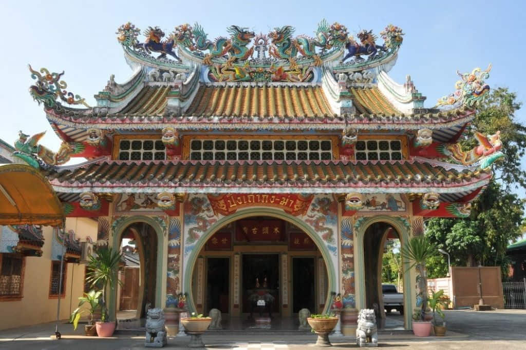ศาลเจ้าพ่อหลักเมืองตราดสถาปัตยกรรมแบบจีน จังหวัดตราด