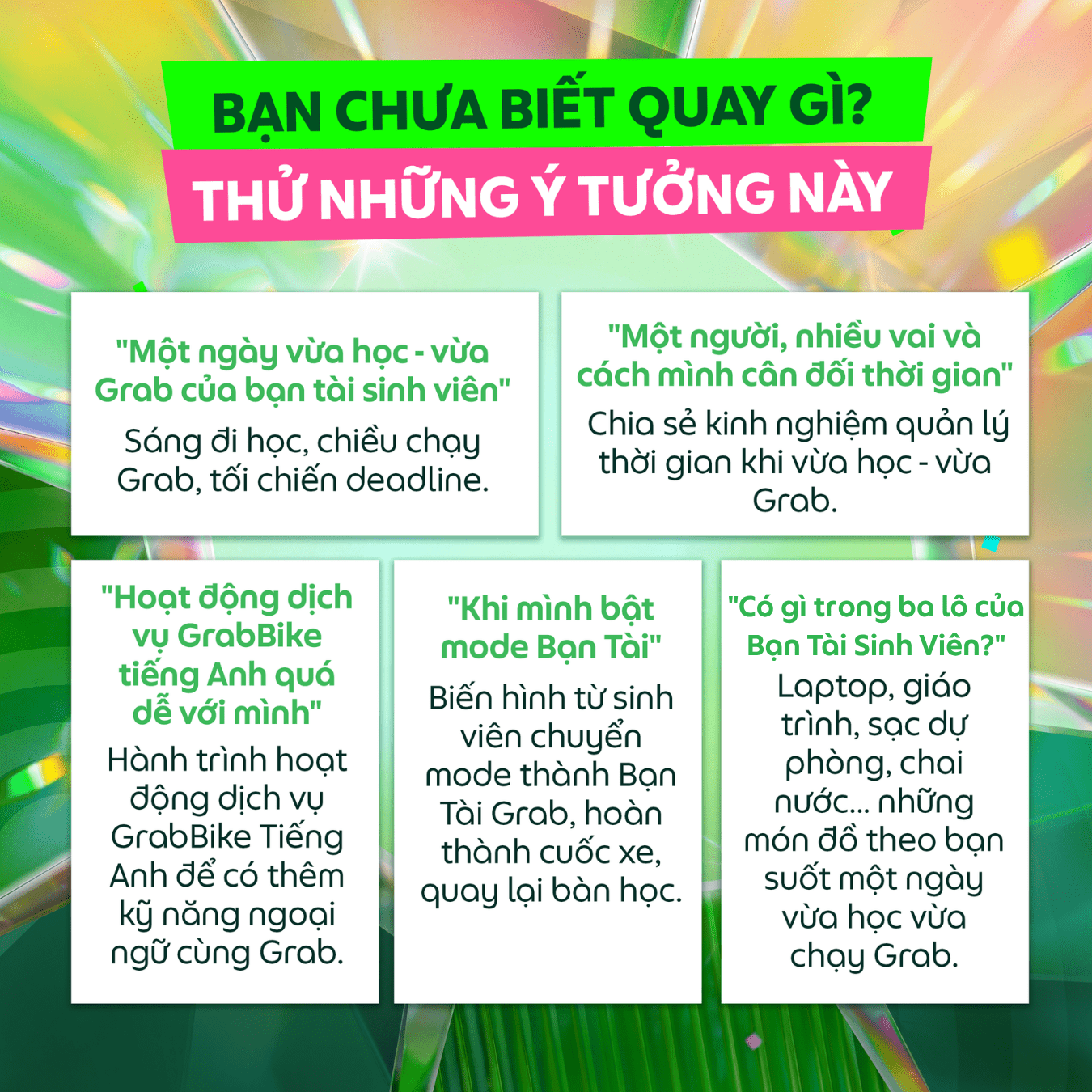 Chưa biết quay gì? Thử những ý tưởng này