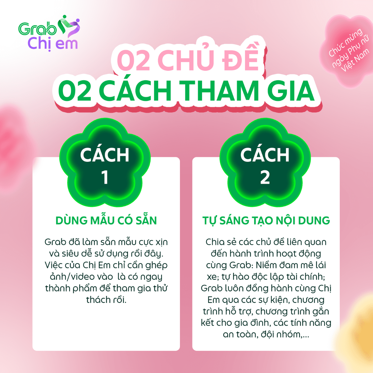 02 cách tham gia Thử Thách Chị Em Grab Có Thể