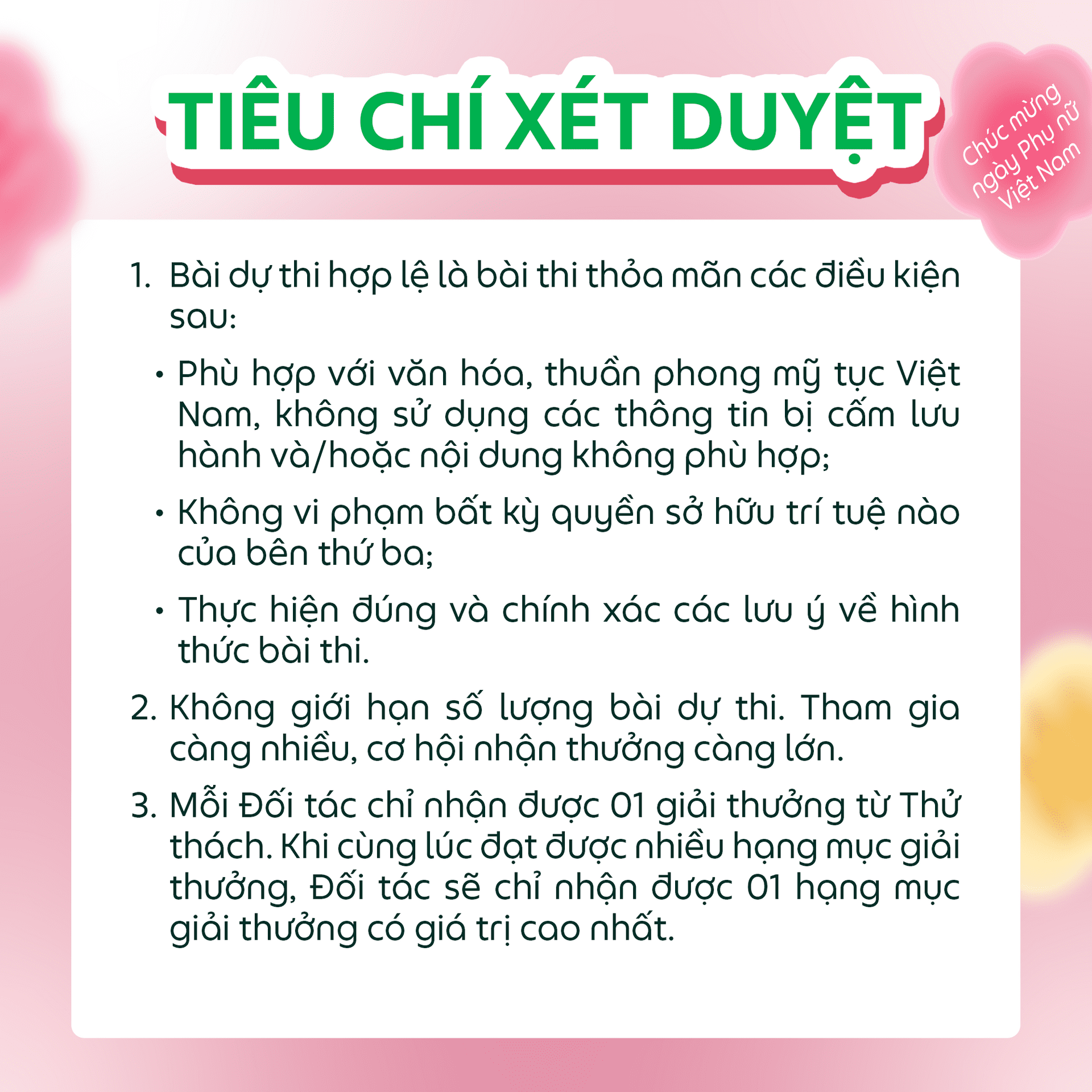 Tiêu chí của Thử Thách Chị Em Grab Có Thể
