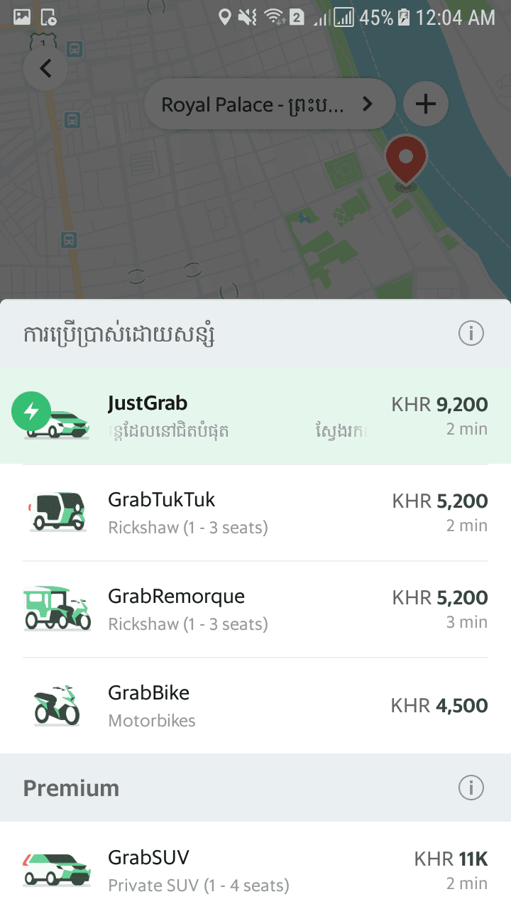 Grab car price