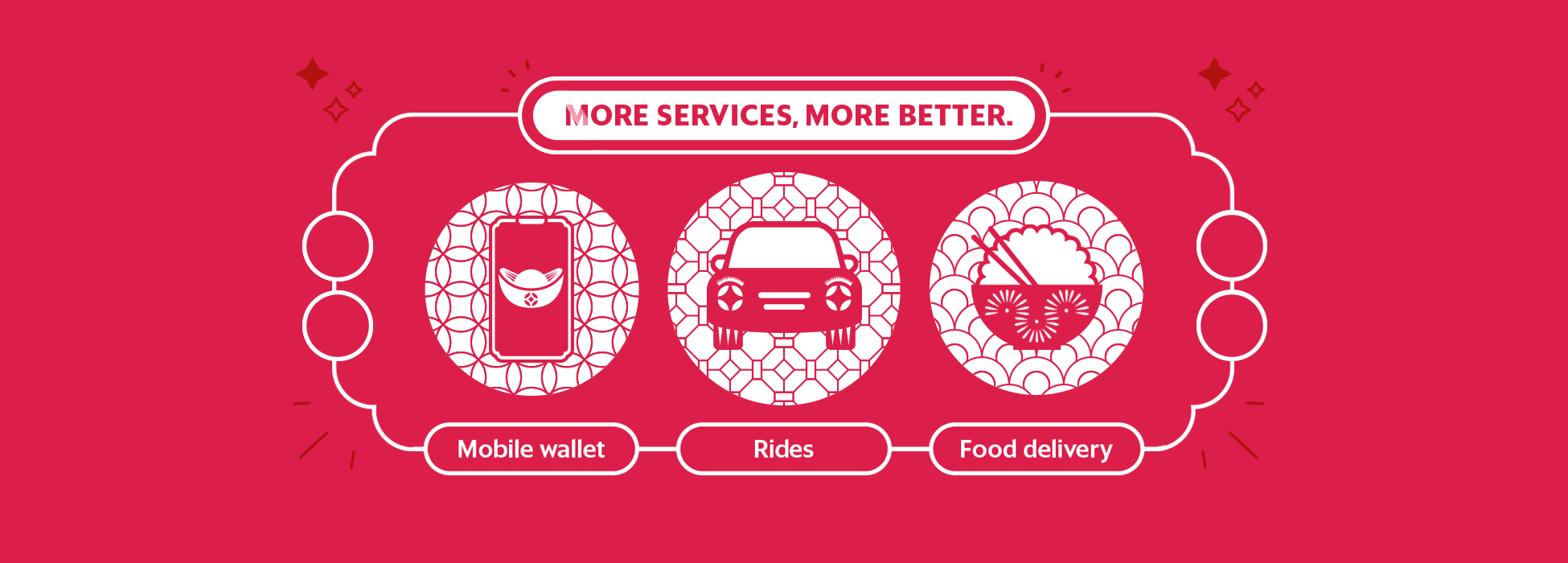 MORE SERVICES, MORE BETTER. Mobile wallet .  Rides . Fodd delivery