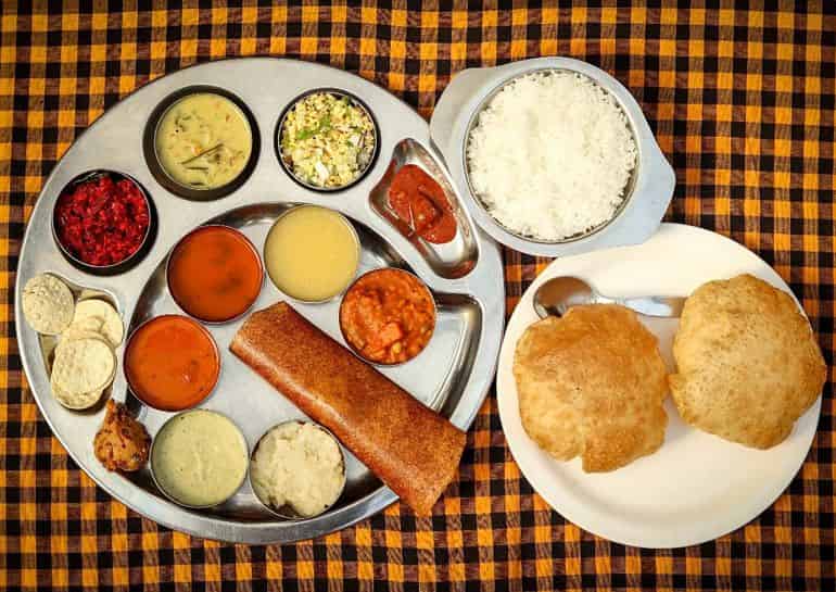Vegetarian restaurants in KL: The Mini Meal at MTR 1924 includes a mini dosa, poori, rice and a variety of curries and chutneys