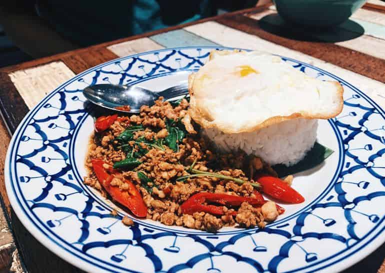 Halal Asian restaurants in KL: Thai Kra pow chicken rice and fried egg