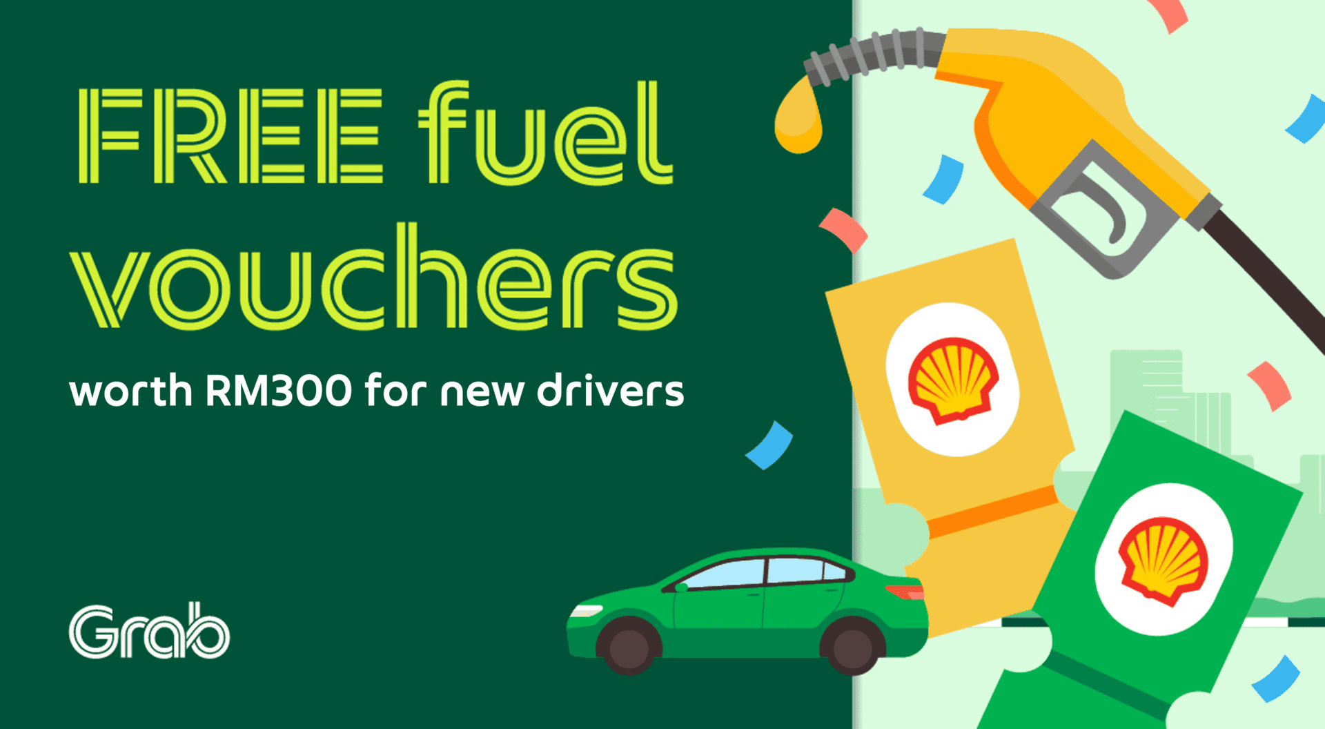 Free Fuel Vouchers Worth RM300 For New Grab Driver Partner Grab MY