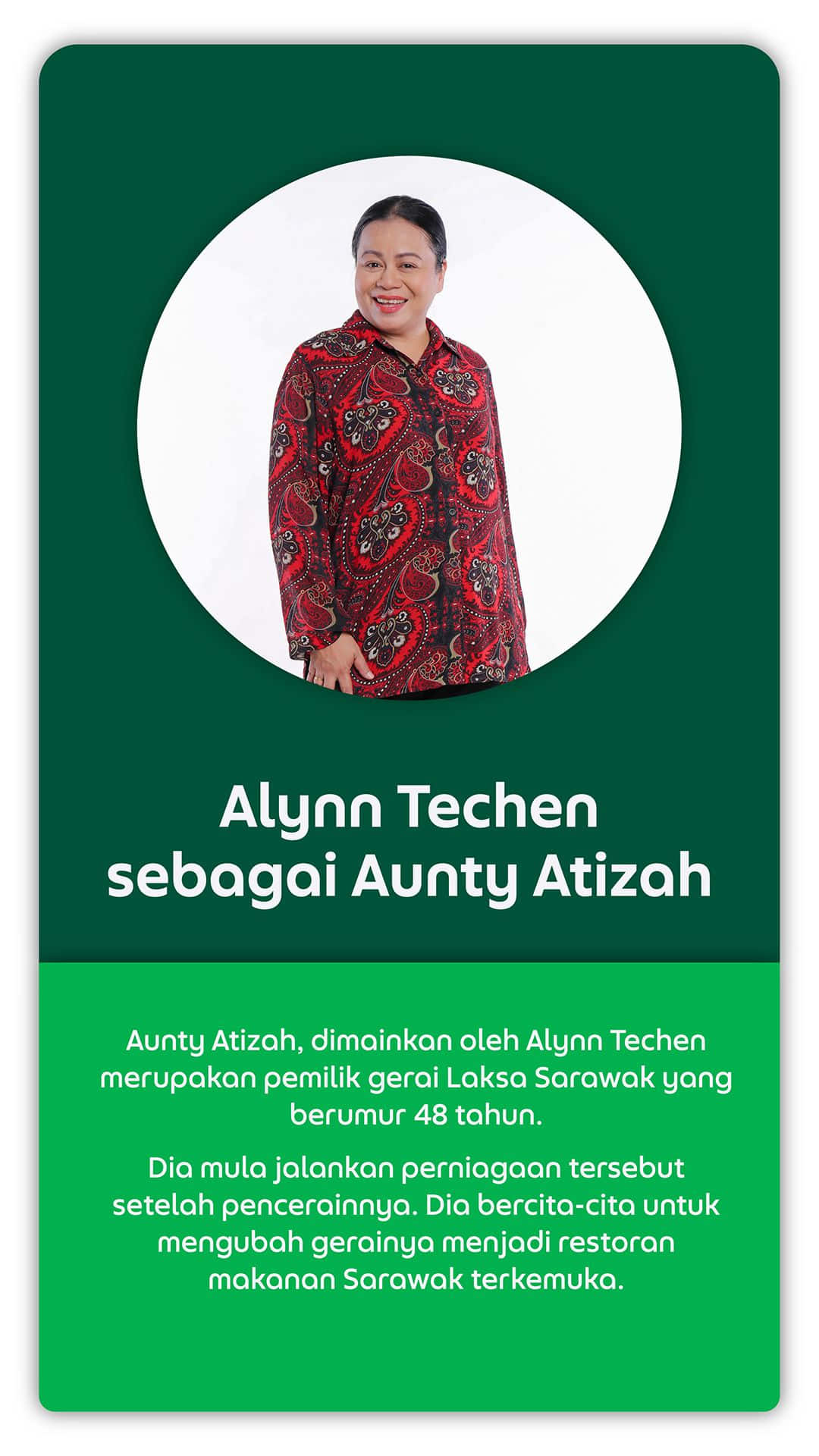 Alynn Techen sebagai Aunty Atizah
