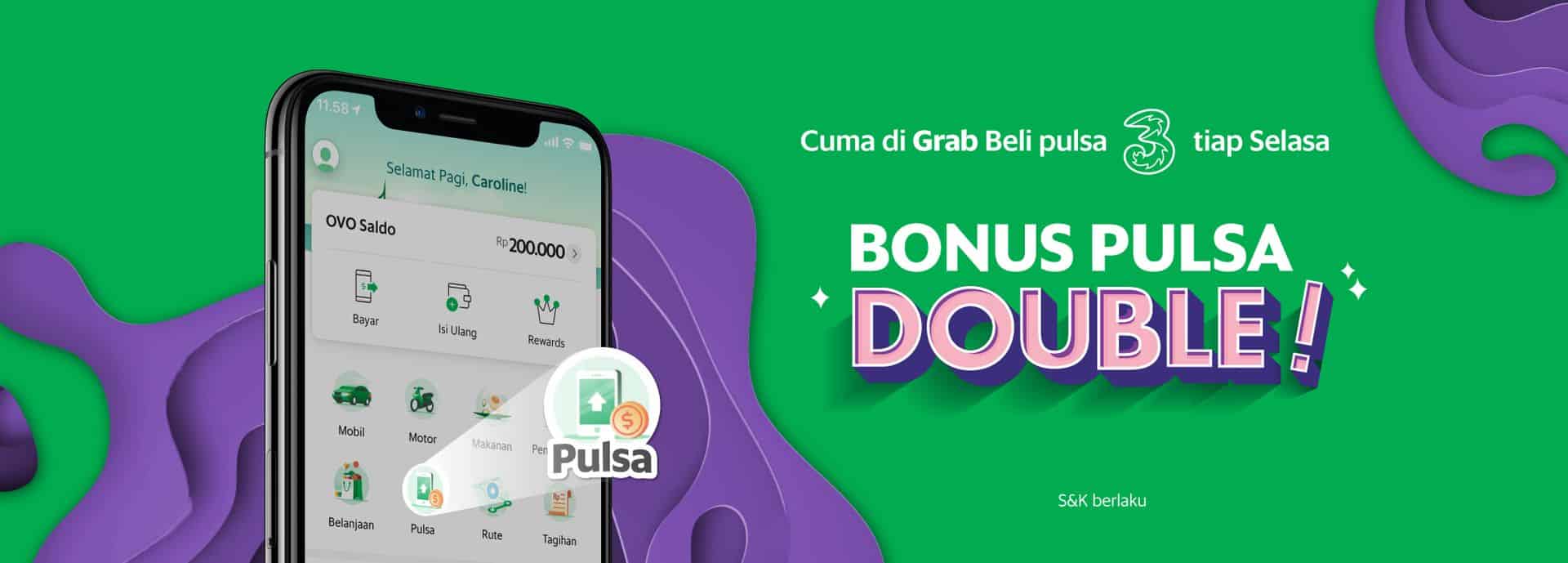 Beli Pulsa 3 Di Hari Selasa Dapetnya Double Grab Id