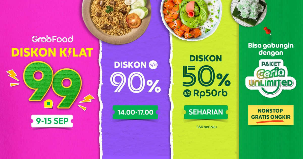 Pekan Diskon Kilat 9.9 GrabFood diperpanjang! 📣 | Grab ID